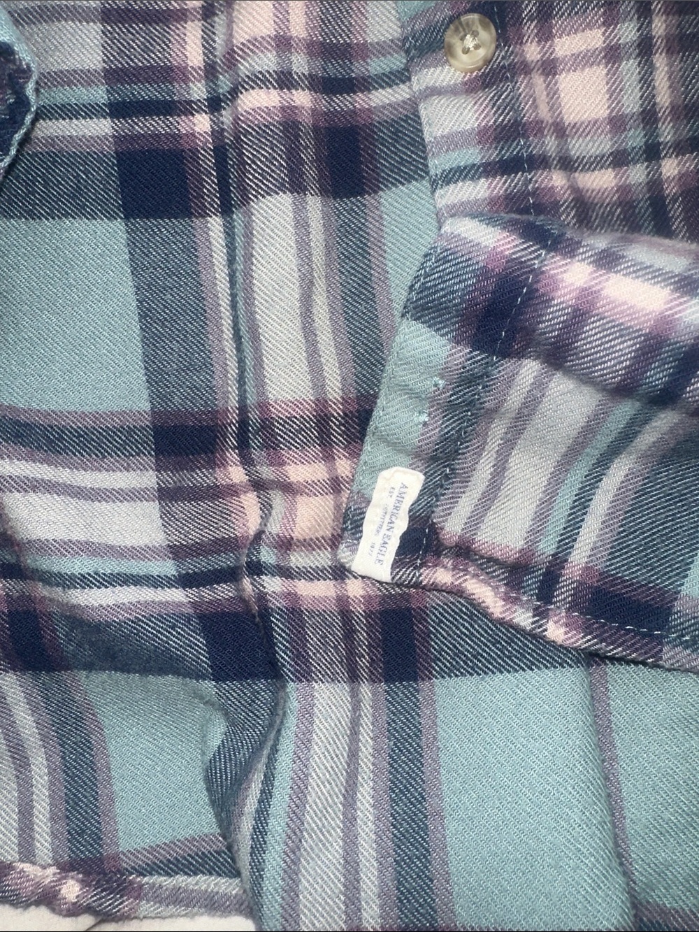 Boyfriend fit Plaid Flannel Shirt - Blue & Green - Picture 5 of 5